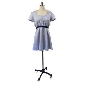 Lucca Couture Urban Outfitters Dress 6 Blue White Striped Short Puffy Sleeve...